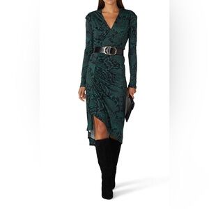 Atlein Green Snake Print Dress